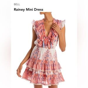 Bell Women Rainey Ruffled V-Neck Mini Dress Pink/Orange Size S